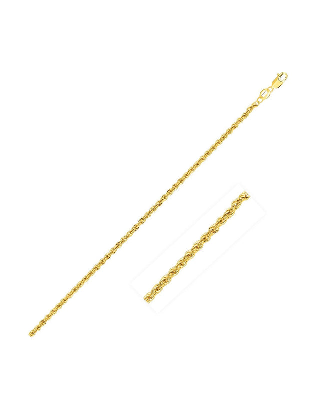 2.0mm 14k Yellow Gold Light Rope Chain - Ellie Belle