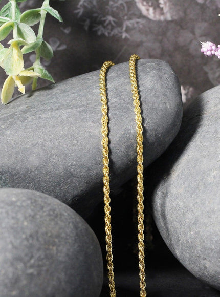 2.0mm 14k Yellow Gold Light Rope Chain - Ellie Belle