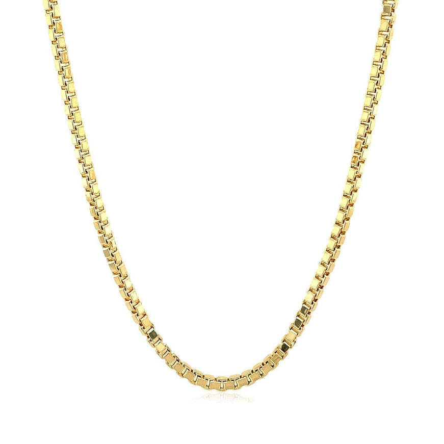 2.0mm 14k Yellow Gold Semi Solid Box Chain - Ellie Belle