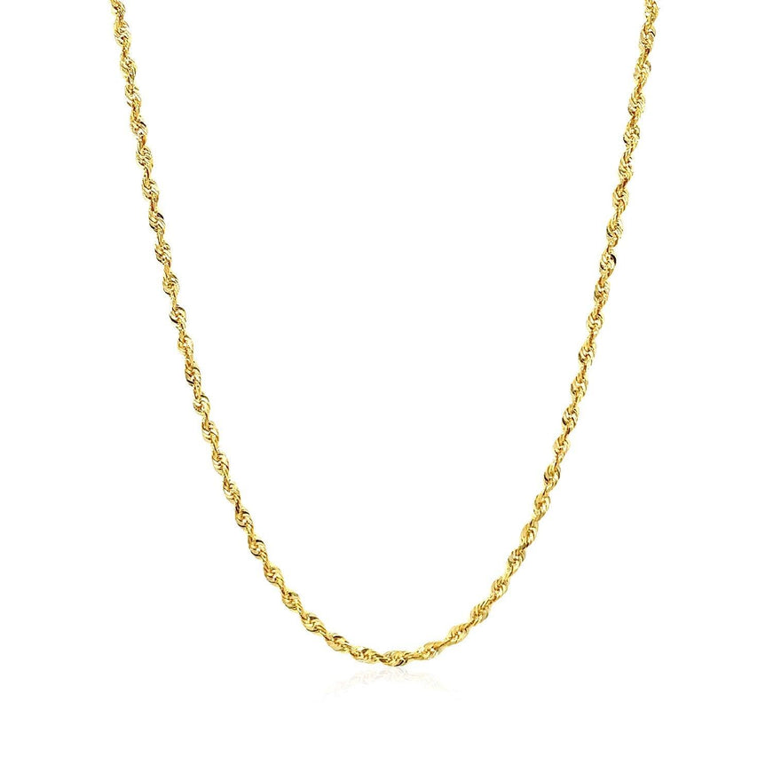 2.0mm 14k Yellow Gold Solid Diamond Cut Rope Chain - Ellie Belle