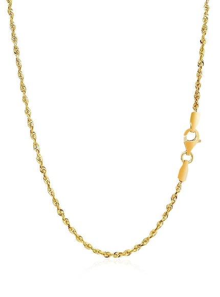 2.0mm 14k Yellow Gold Solid Diamond Cut Rope Chain - Ellie Belle