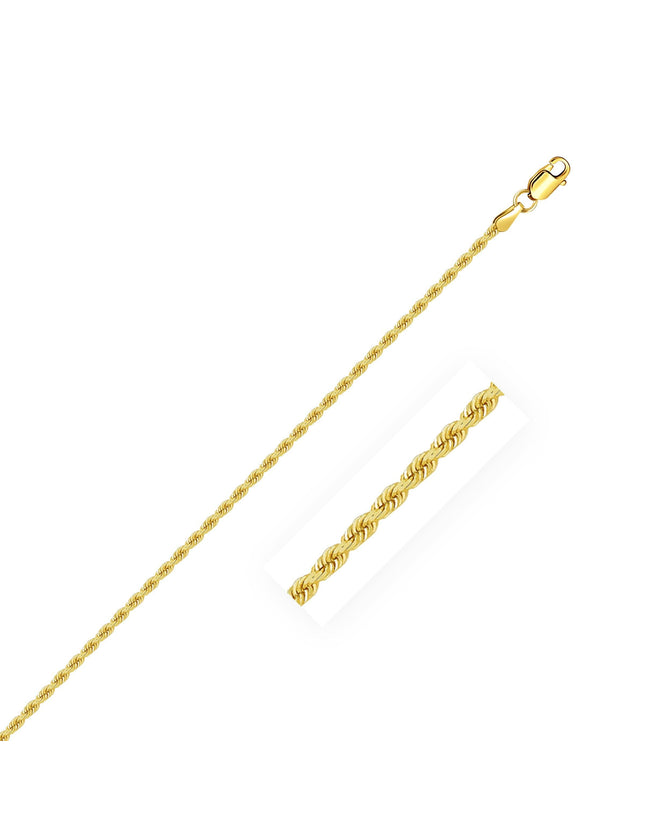 2.0mm 14k Yellow Gold Solid Rope Chain - Ellie Belle