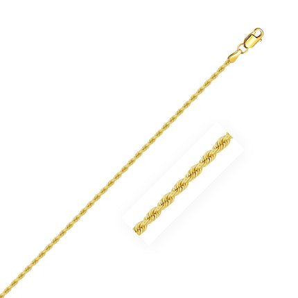2.0mm 14k Yellow Gold Solid Rope Chain - Ellie Belle