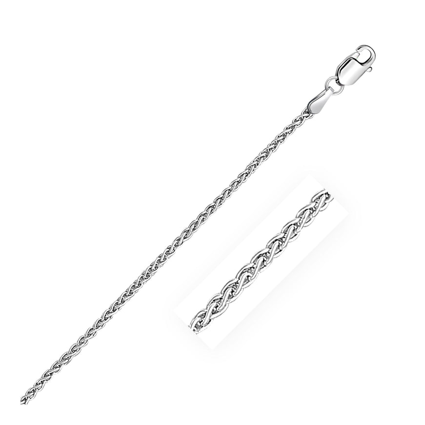 2.1mm 14k White Gold Round Wheat Chain - Ellie Belle