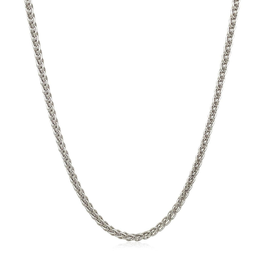 2.1mm 14k White Gold Round Wheat Chain - Ellie Belle