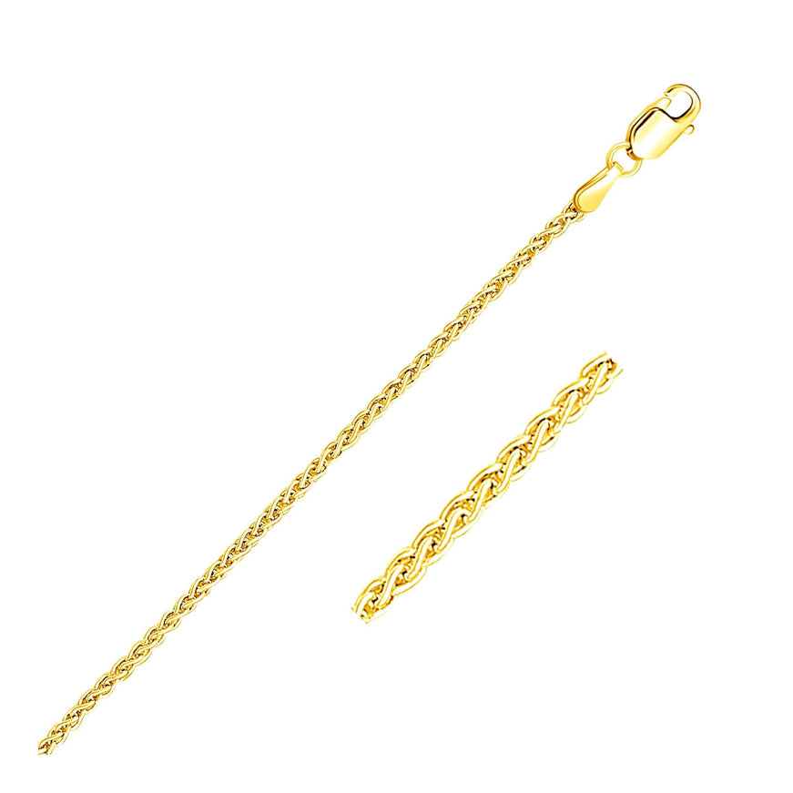 2.1mm 14k Yellow Gold Round Wheat Chain - Ellie Belle