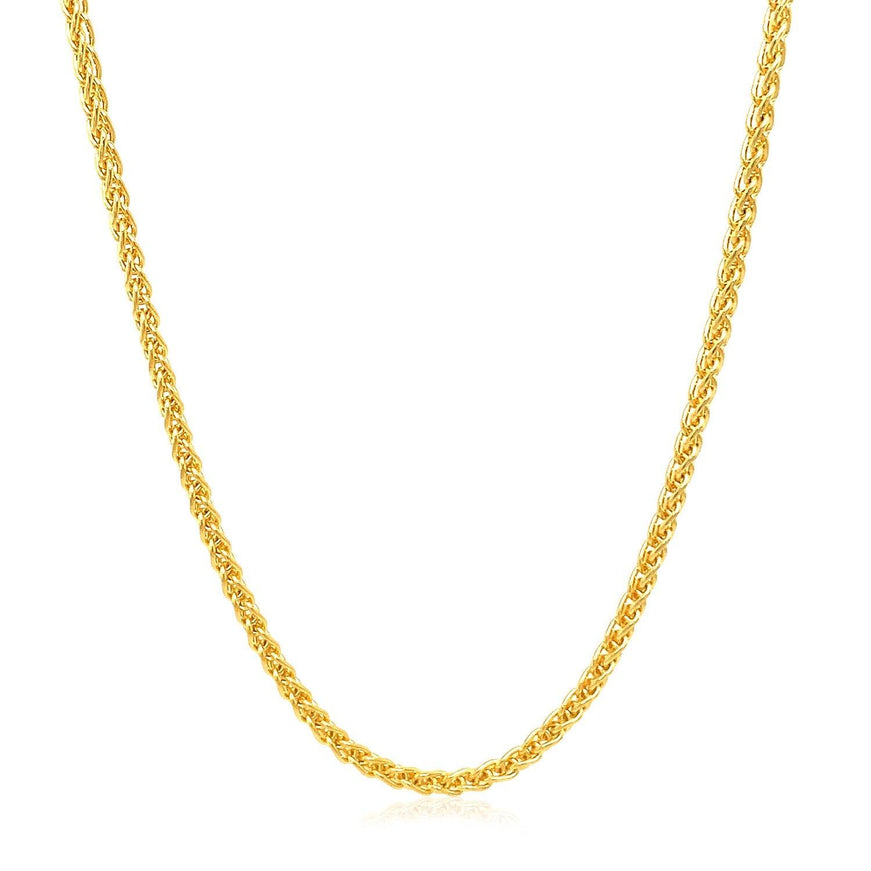 2.1mm 14k Yellow Gold Round Wheat Chain - Ellie Belle