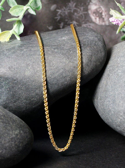 2.1mm 14k Yellow Gold Round Wheat Chain - Ellie Belle