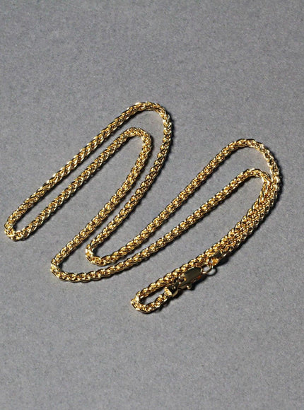 2.1mm 14k Yellow Gold Round Wheat Chain - Ellie Belle