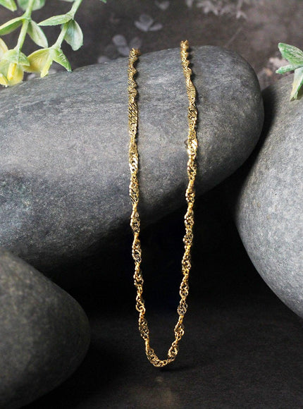 2.1mm 14k Yellow Gold Singapore Chain - Ellie Belle