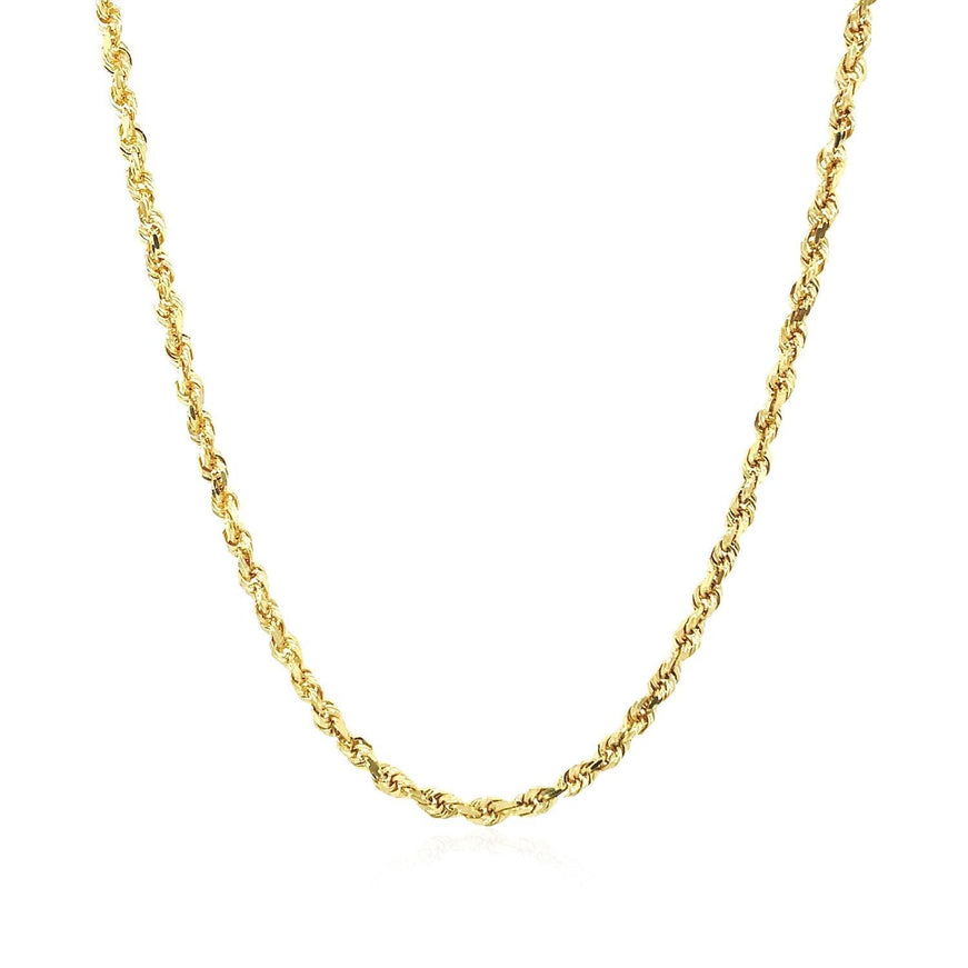 2.25mm 10k Yellow Gold Solid Diamond Cut Rope Chain - Ellie Belle