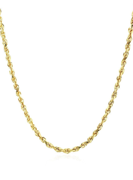 2.25mm 10k Yellow Gold Solid Diamond Cut Rope Chain - Ellie Belle