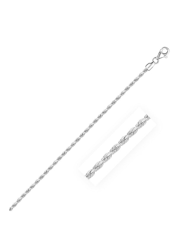 2.25mm 14k White Gold Solid Diamond Cut Rope Bracelet - Ellie Belle