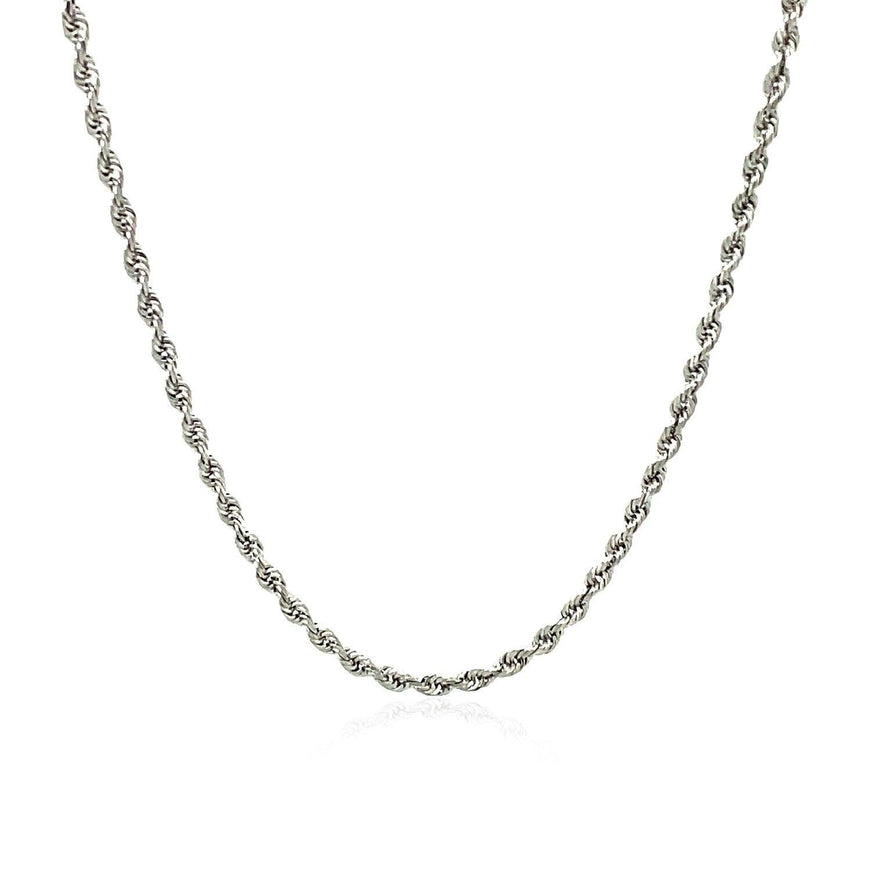 2.25mm 14k White Gold Solid Diamond Cut Rope Chain - Ellie Belle