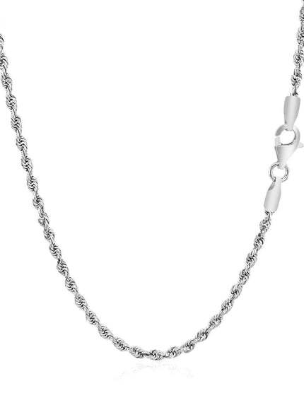 2.25mm 14k White Gold Solid Diamond Cut Rope Chain - Ellie Belle