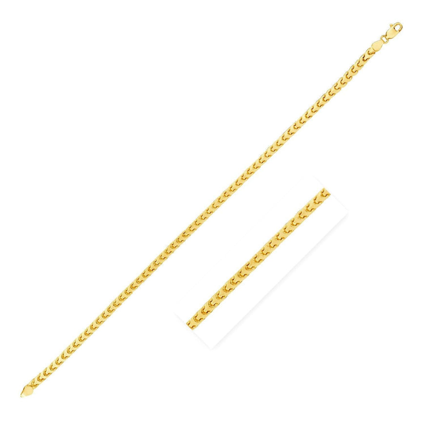 2.2mm 14k Yellow Gold Solid Diamond Cut Round Franco Bracelet - Ellie Belle