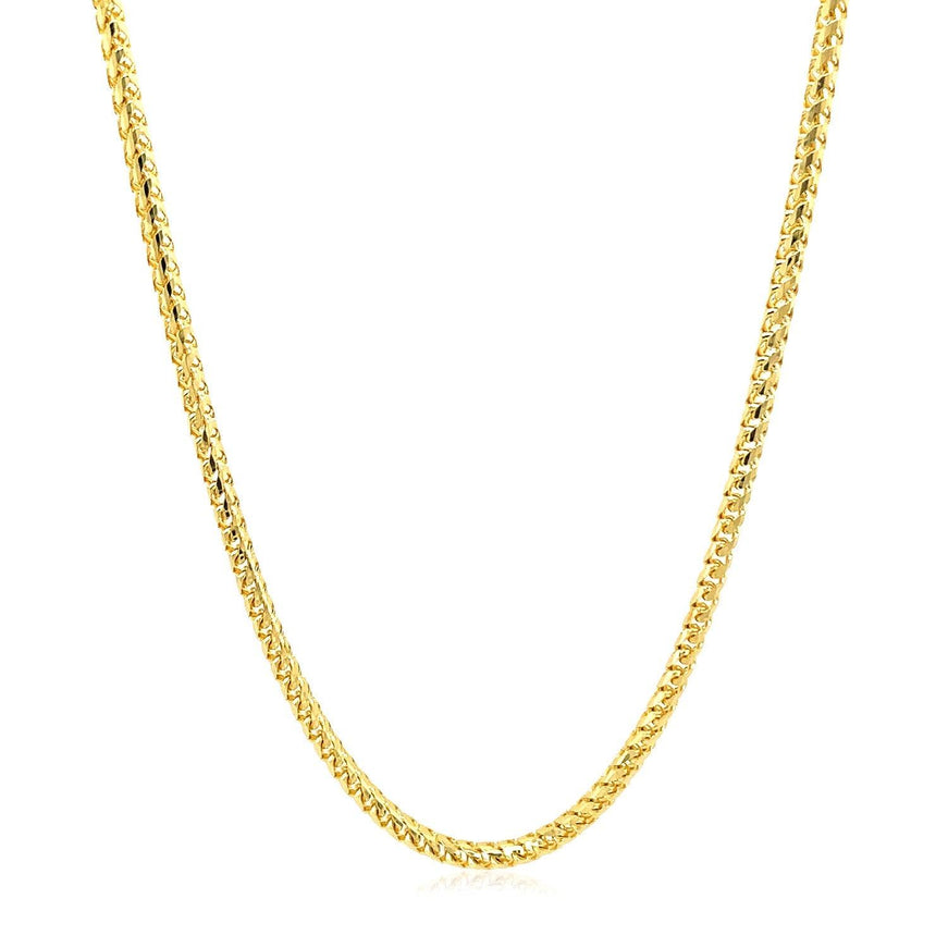 2.2mm 14k Yellow Solid Gold Diamond Cut Round Franco Chain - Ellie Belle