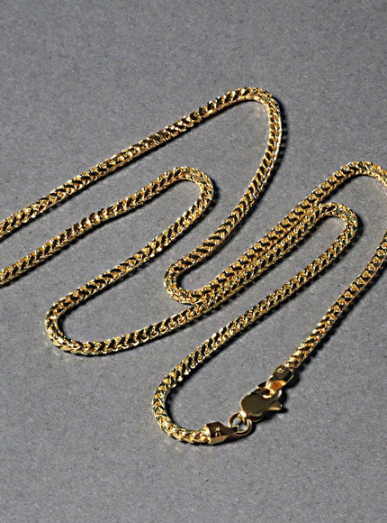 2.2mm 14k Yellow Solid Gold Diamond Cut Round Franco Chain - Ellie Belle