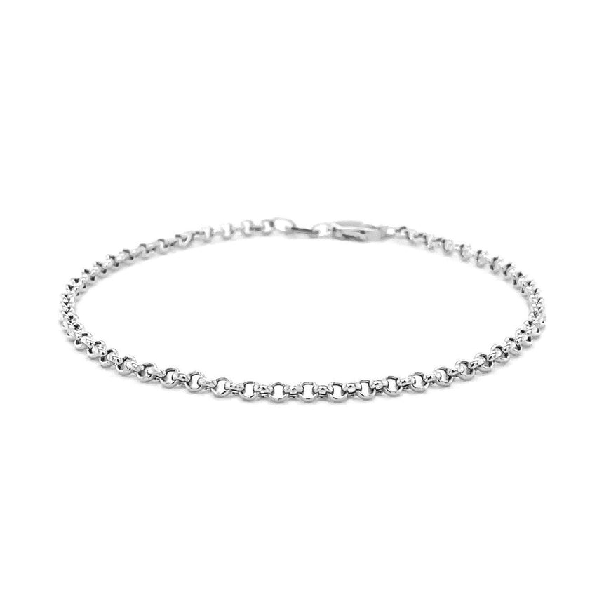 2.3mm 14k White Gold Rolo Bracelet - Ellie Belle