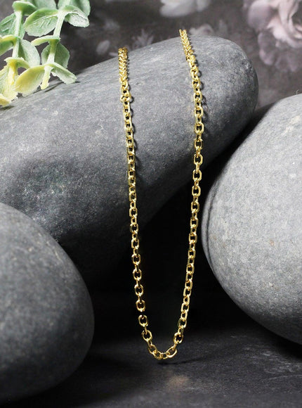 2.3mm 14k Yellow Gold Diamond Cut Cable Link Chain - Ellie Belle