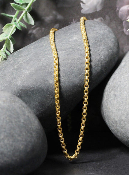 2.4mm 14k Yellow Gold Round Box Chain - Ellie Belle