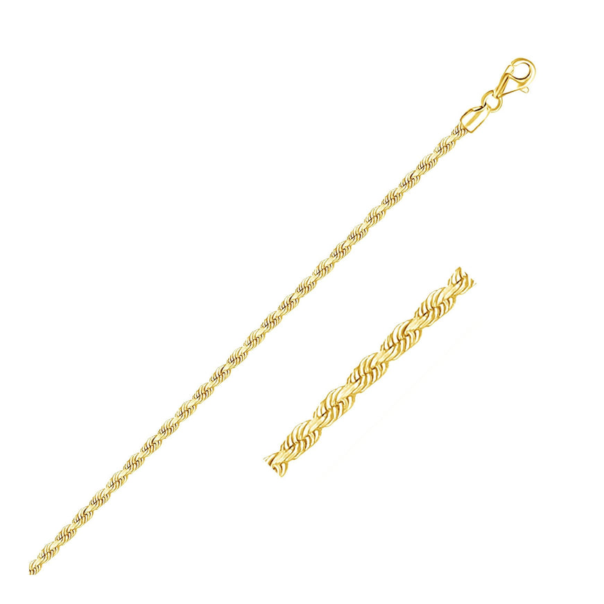 2.5mm 10k Yellow Gold Solid Diamond Cut Rope Bracelet - Ellie Belle