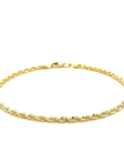 2.5mm 10k Yellow Gold Solid Diamond Cut Rope Bracelet - Ellie Belle