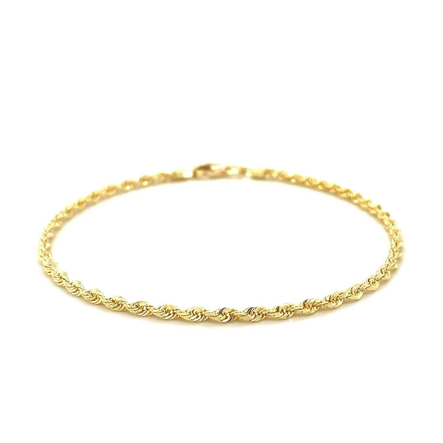 2.5mm 10k Yellow Gold Solid Diamond Cut Rope Bracelet - Ellie Belle