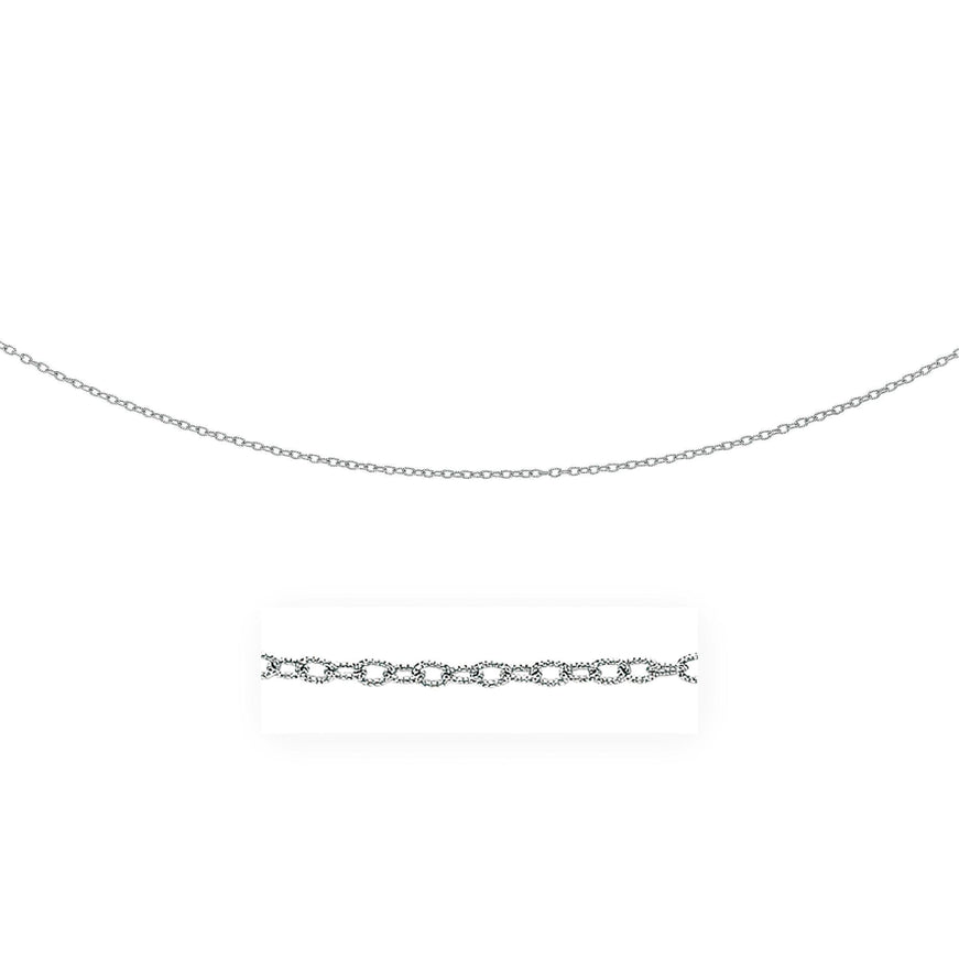 2.5mm 14k White Gold Pendant Chain with Textured Links - Ellie Belle