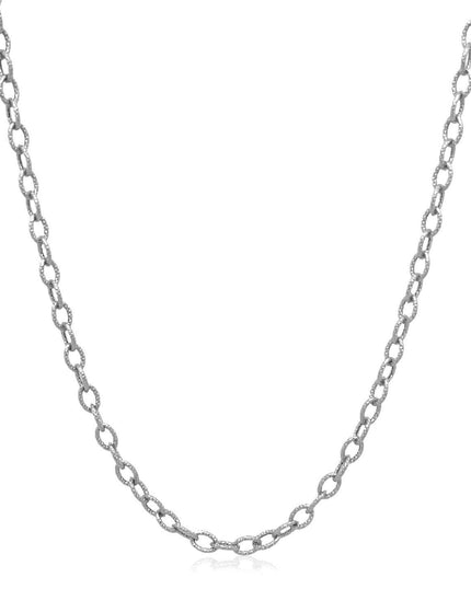 2.5mm 14k White Gold Pendant Chain with Textured Links - Ellie Belle