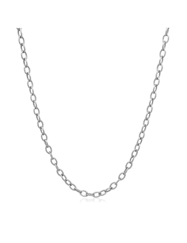 2.5mm 14k White Gold Pendant Chain with Textured Links - Ellie Belle