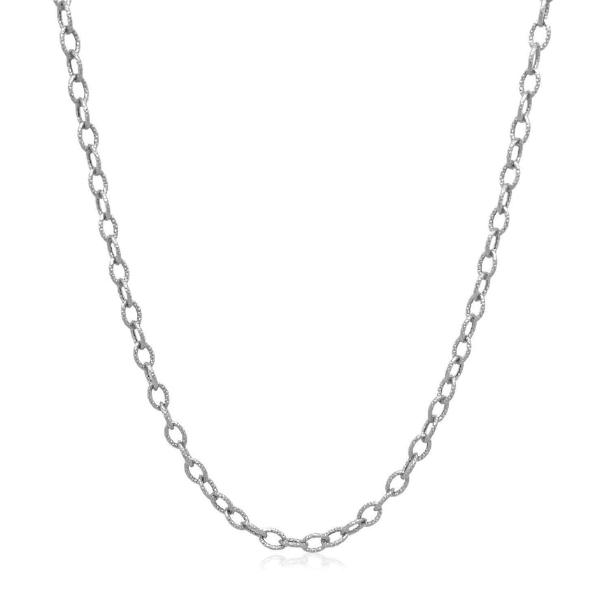 2.5mm 14k White Gold Pendant Chain with Textured Links - Ellie Belle