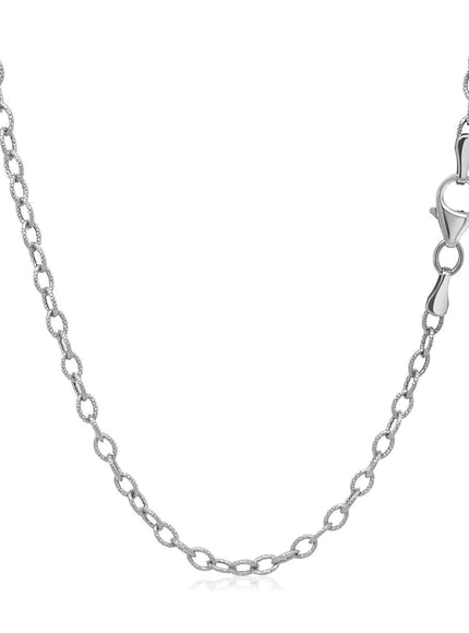 2.5mm 14k White Gold Pendant Chain with Textured Links - Ellie Belle