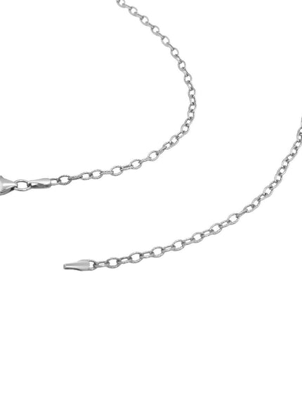 2.5mm 14k White Gold Pendant Chain with Textured Links - Ellie Belle