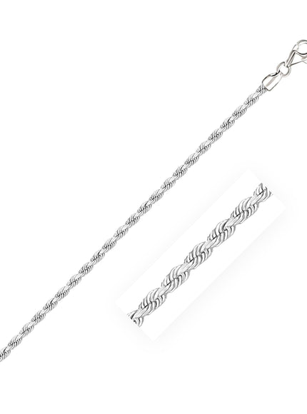 2.5mm 14k White Gold Solid Diamond Cut Rope Bracelet - Ellie Belle