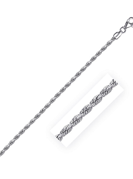 2.5mm 14k White Gold Solid Diamond Cut Rope Chain - Ellie Belle