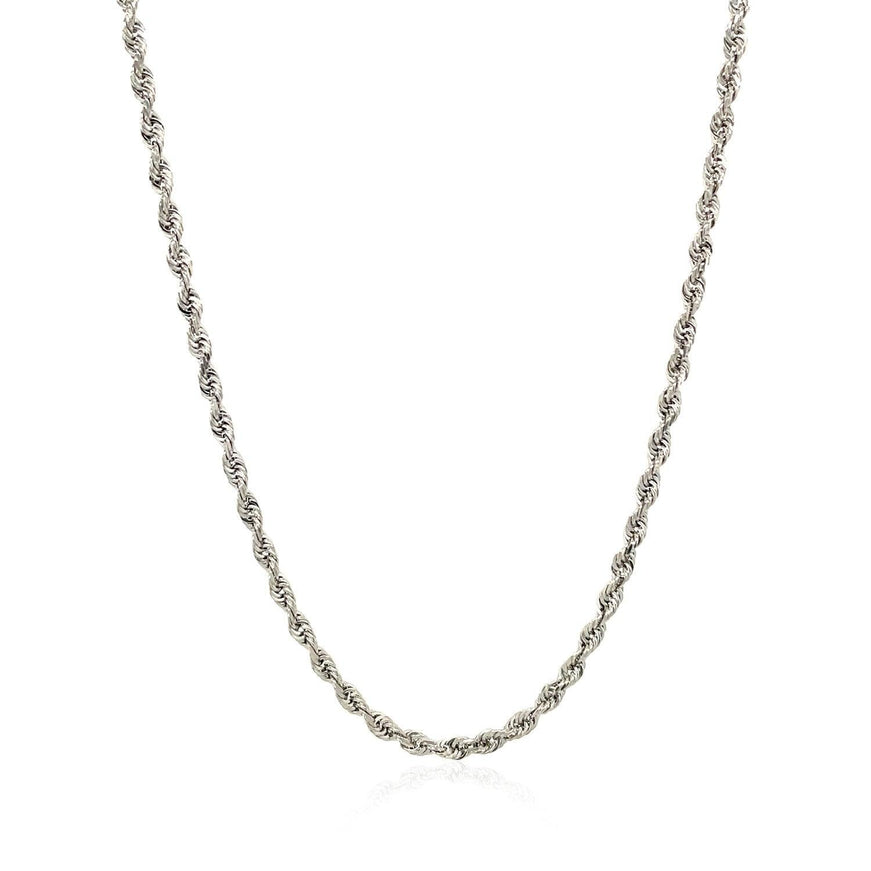 2.5mm 14k White Gold Solid Diamond Cut Rope Chain - Ellie Belle