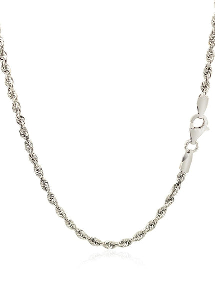 2.5mm 14k White Gold Solid Diamond Cut Rope Chain - Ellie Belle