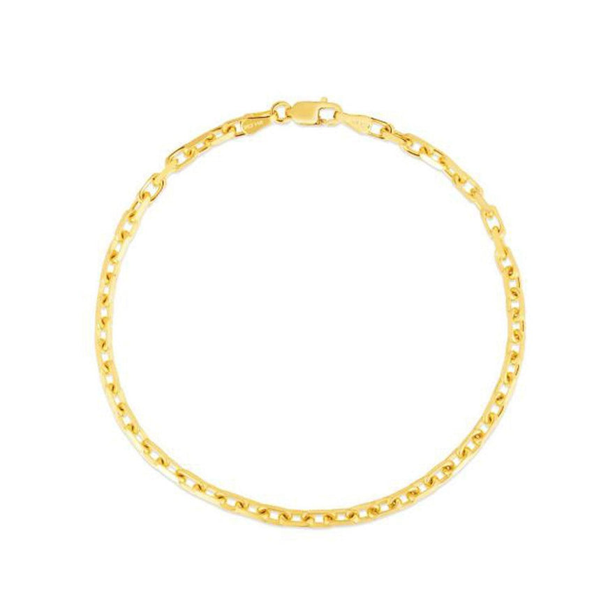 2.5mm 14k Yellow Gold French Cable Chain Bracelet - Ellie Belle