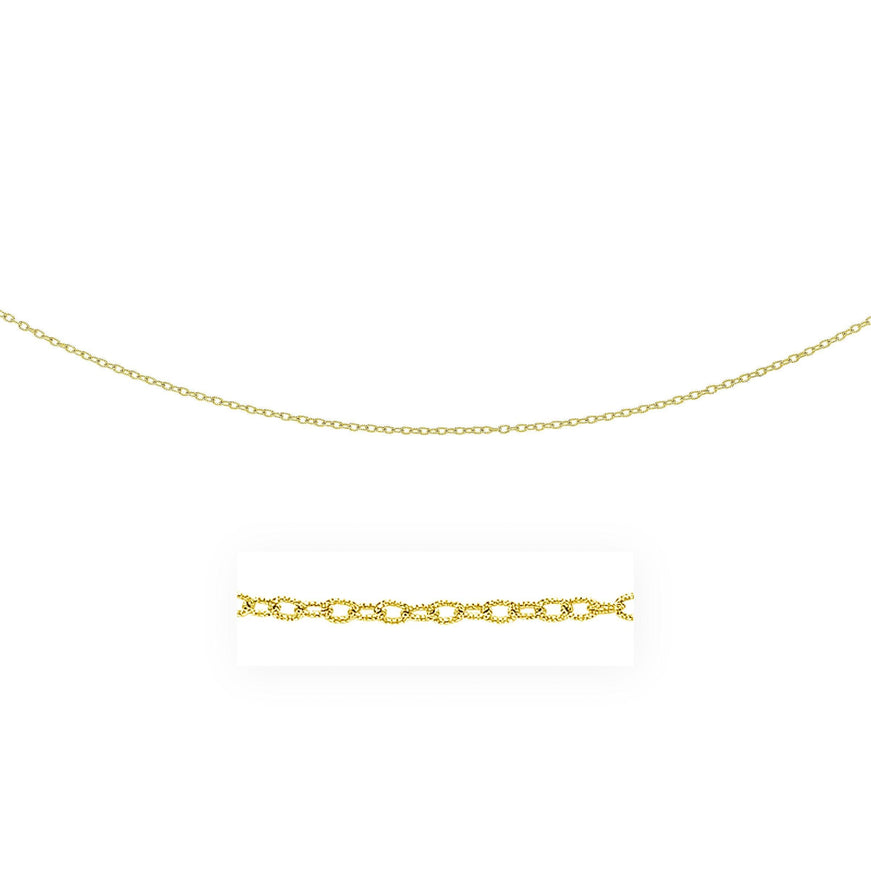 2.5mm 14k Yellow Gold Pendant Chain with Textured Links - Ellie Belle