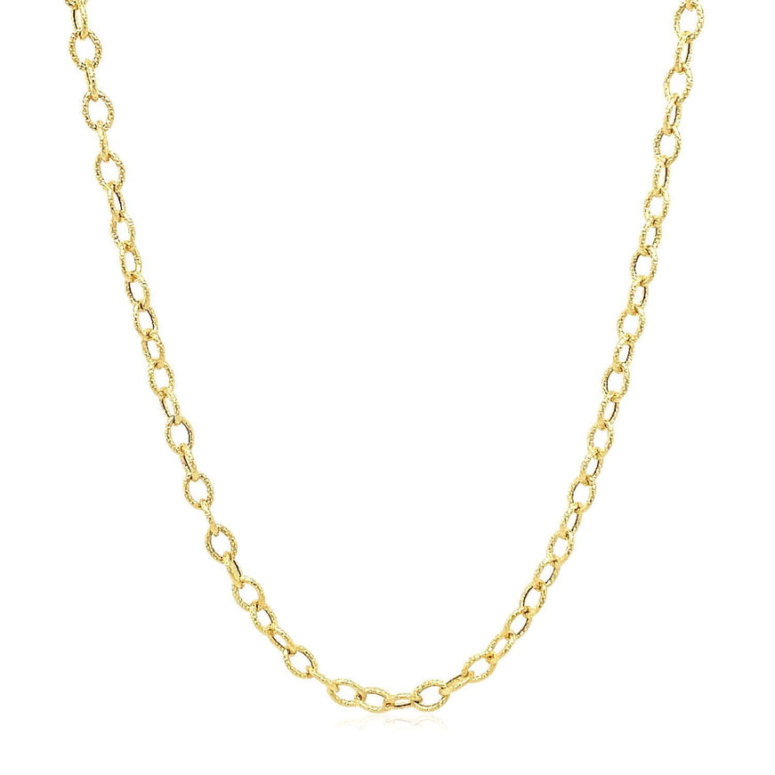 2.5mm 14k Yellow Gold Pendant Chain with Textured Links - Ellie Belle