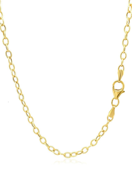 2.5mm 14k Yellow Gold Pendant Chain with Textured Links - Ellie Belle