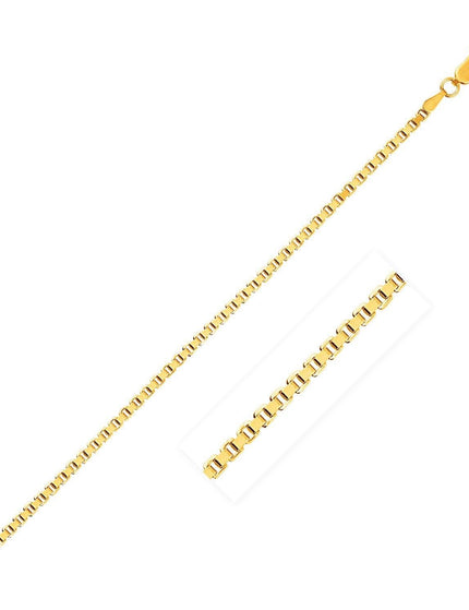 2.5mm 14k Yellow Gold Semi Solid Box Chain - Ellie Belle