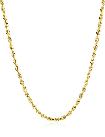 2.5mm 14k Yellow Gold Solid Diamond Cut Rope Chain - Ellie Belle