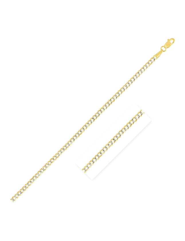 2.6 mm 14k Two Tone Gold Pave Curb Chain - Ellie Belle