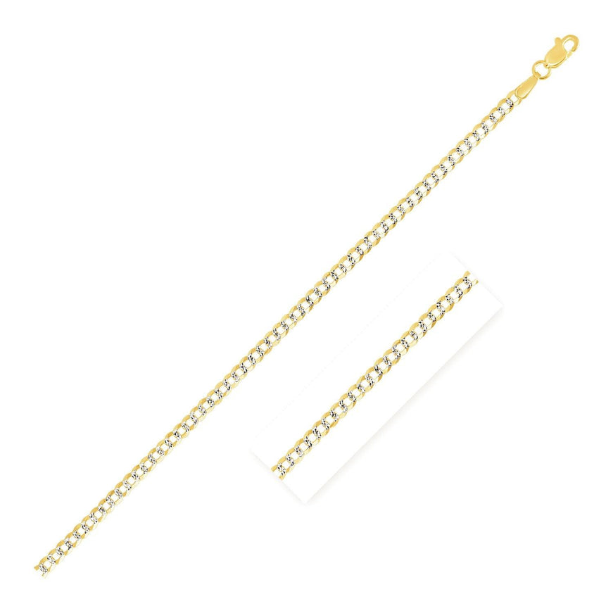 2.6 mm 14k Two Tone Gold Pave Curb Chain - Ellie Belle