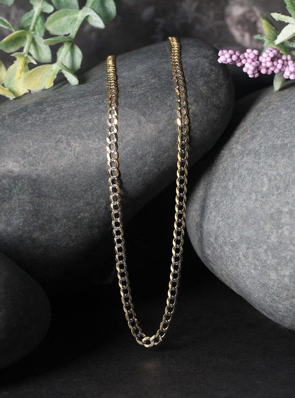 2.6 mm 14k Two Tone Gold Pave Curb Chain - Ellie Belle