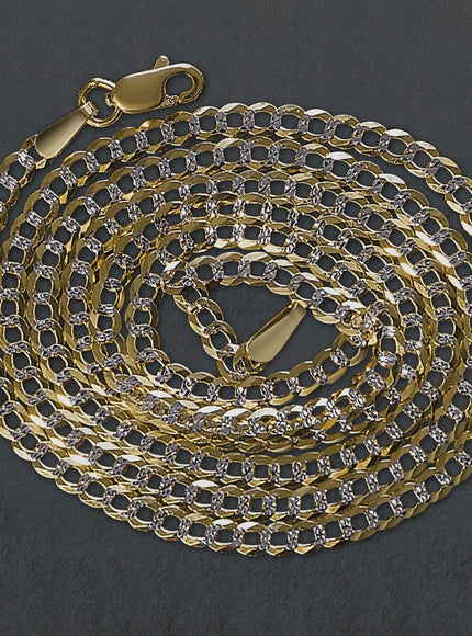 2.6 mm 14k Two Tone Gold Pave Curb Chain - Ellie Belle