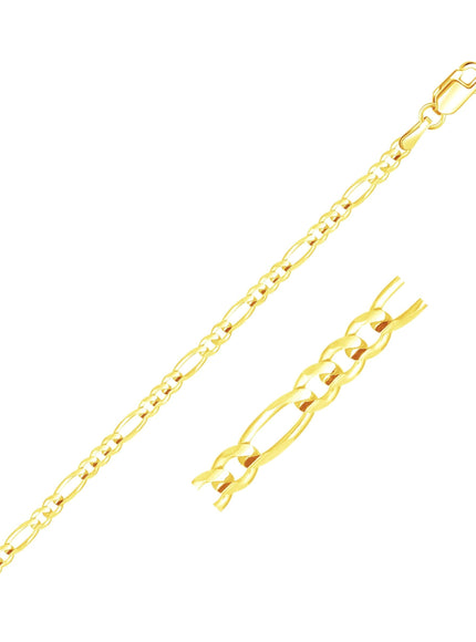 2.6mm 10k Yellow Gold Link Figaro Bracelet - Ellie Belle