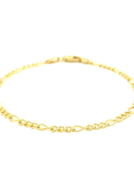 2.6mm 10k Yellow Gold Link Figaro Bracelet - Ellie Belle